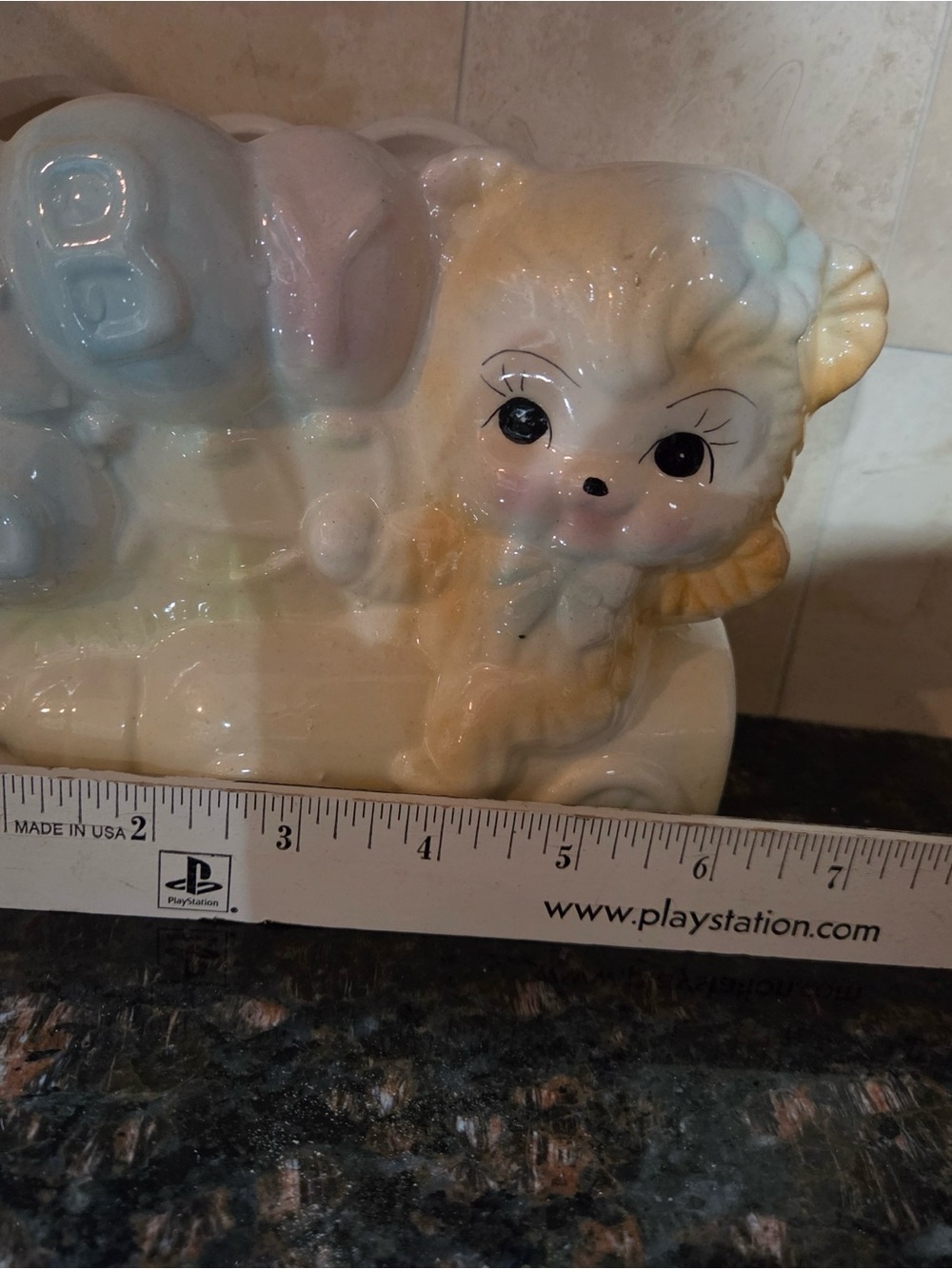 Cute Vintage Ceramic Lamb Planter - Cream and Pale Yellow - Picture 3 of 4